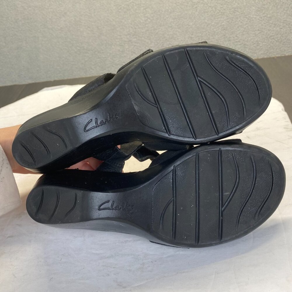 Clarks Women's Black Leather Sandals Size 7M,Comfort,Casual - Picture 5 of 16